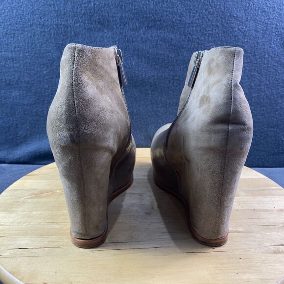 Dolce Vita Women's Size 9.5 Tan Suede Leather Hidden Wedge Bootie Zipper Ankle - Picture 7 of 9